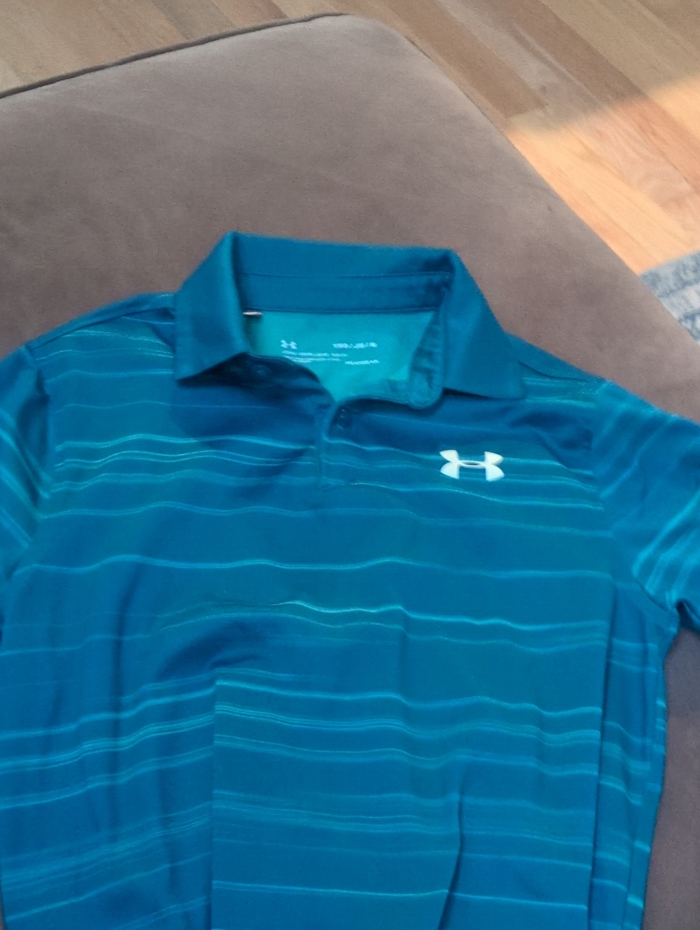 Under Armour Teal Striped Performance Polo with Logo